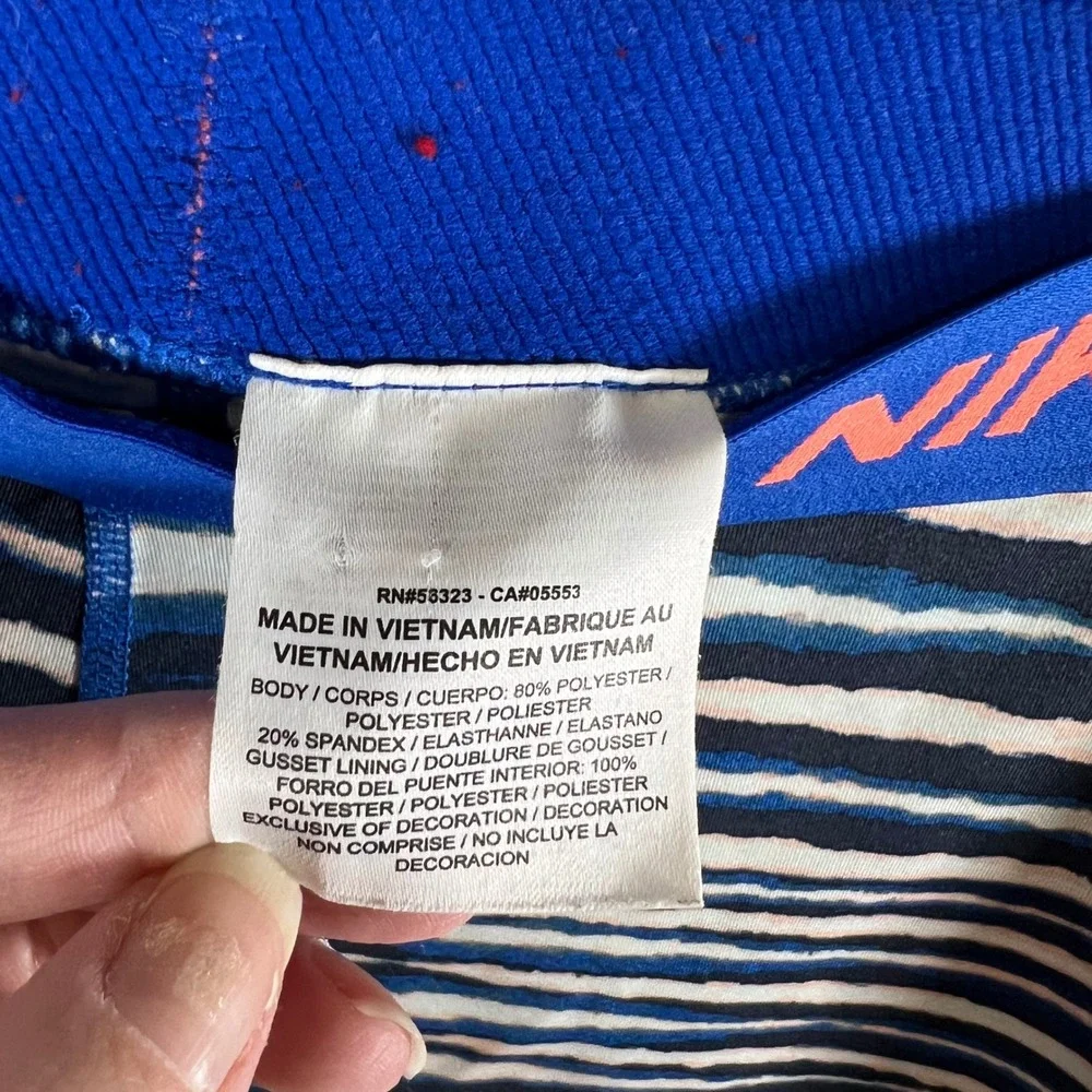Nike Pro Dri-FIT Women Blue Pink‎ Striped Compression Athletic Shorts Size Large